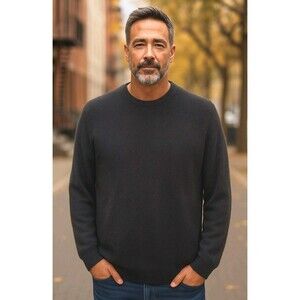 Club Room Luxury 100% Cashmere Black Crew Neck Sweater Men's Size XL